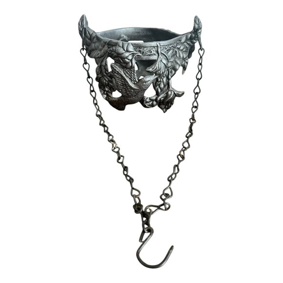 Vintage 1995 Carson Pewter Hanging Candle Holder With Hummingbird & Floral Desig - Picture 2 of 6